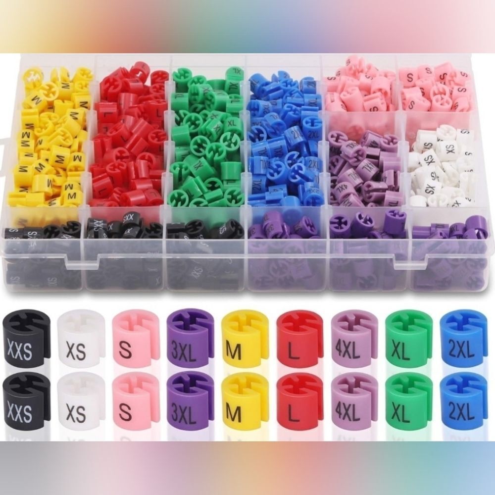 🔸️Multicolored Plastic Clothing Clip On Hanger Size Tags